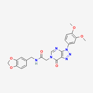 molecular formula C22H20N6O6 B2700476 N-(benzo[d][1,3]dioxol-5-ylmethyl)-2-(3-(3,4-dimethoxyphenyl)-7-oxo-3H-[1,2,3]triazolo[4,5-d]pyrimidin-6(7H)-yl)acetamide CAS No. 893937-58-1