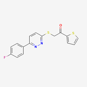 molecular formula C16H11FN2OS2 B2700478 2-[6-(4-氟苯基)吡啶并[3-yl]硫基]-1-硫代吡喃-2-基乙酮 CAS No. 872695-18-6