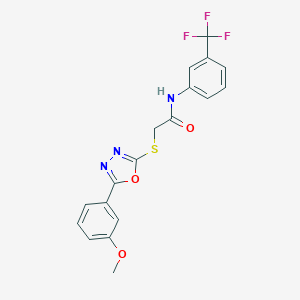 molecular formula C18H14F3N3O3S B270048 2-{[5-(3-methoxyphenyl)-1,3,4-oxadiazol-2-yl]sulfanyl}-N-[3-(trifluoromethyl)phenyl]acetamide 
