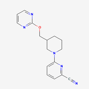 molecular formula C16H17N5O B2700480 6-[3-(Pyrimidin-2-yloxymethyl)piperidin-1-yl]pyridine-2-carbonitrile CAS No. 2380009-89-0