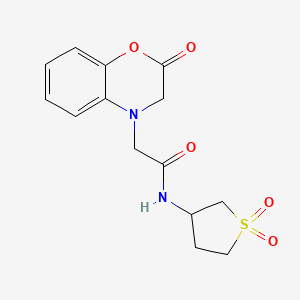 molecular formula C14H16N2O5S B2700485 N-(1,1-二氧代四氢噻吩-3-基)-2-(2-氧代-2H-苯并[b][1,4]噁啉-4(3H)-基)乙酰胺 CAS No. 868145-03-3