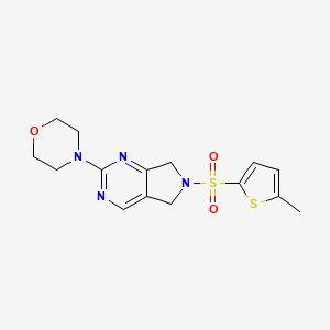 molecular formula C15H18N4O3S2 B2700498 4-(6-((5-methylthiophen-2-yl)sulfonyl)-6,7-dihydro-5H-pyrrolo[3,4-d]pyrimidin-2-yl)morpholine CAS No. 2034371-38-3