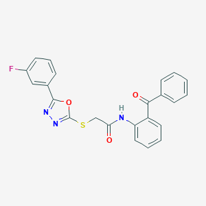 molecular formula C23H16FN3O3S B270050 N-(2-benzoylphenyl)-2-{[5-(3-fluorophenyl)-1,3,4-oxadiazol-2-yl]sulfanyl}acetamide 