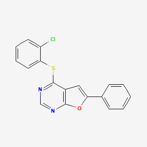 molecular formula C18H11ClN2OS B2700500 2-Chlorophenyl 6-phenylfuro[2,3-d]pyrimidin-4-yl sulfide CAS No. 866039-02-3