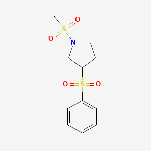 molecular formula C11H15NO4S2 B2700502 1-(Methylsulfonyl)-3-(phenylsulfonyl)pyrrolidine CAS No. 1448129-94-9