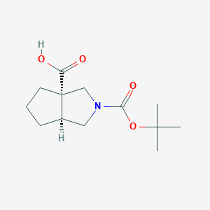molecular formula C13H21NO4 B2700512 2-[(Tert-butoxy)carbonyl]-octahydrocyclopenta[c]pyrrole-3a-carboxylic acid CAS No. 1807940-17-5