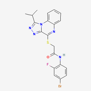 molecular formula C20H17BrFN5OS B2700515 N-(4-bromo-2-fluorophenyl)-2-((1-isopropyl-[1,2,4]triazolo[4,3-a]quinoxalin-4-yl)thio)acetamide CAS No. 1358585-13-3