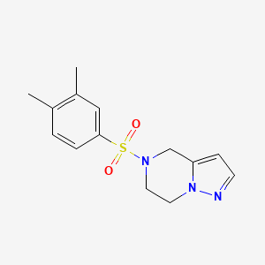 molecular formula C14H17N3O2S B2700517 5-((3,4-二甲基苯基)磺酰基)-4,5,6,7-四氢吡唑并[1,5-a]吡嗪 CAS No. 2034237-80-2