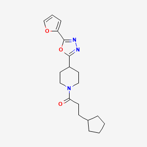 molecular formula C19H25N3O3 B2700521 3-Cyclopentyl-1-(4-(5-(furan-2-yl)-1,3,4-oxadiazol-2-yl)piperidin-1-yl)propan-1-one CAS No. 1170452-49-9
