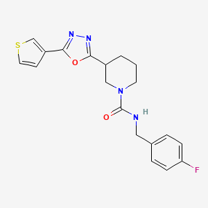 molecular formula C19H19FN4O2S B2700522 N-(4-氟苄基)-3-(5-(噻吩-3-基)-1,3,4-噁二唑-2-基)哌啶-1-甲酰胺 CAS No. 1787917-18-3