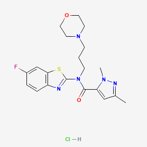 molecular formula C20H25ClFN5O2S B2700529 N-(6-氟苯并[4,5]噻唑-2-基)-1,3-二甲基-N-(3-吗啉基丙基)-1H-吡唑-5-甲酰胺 盐酸盐 CAS No. 1216551-27-7