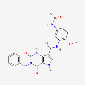 molecular formula C24H23N5O5 B2700544 N-(5-acetamido-2-methoxyphenyl)-3-benzyl-5-methyl-2,4-dioxo-2,3,4,5-tetrahydro-1H-pyrrolo[3,2-d]pyrimidine-7-carboxamide CAS No. 921537-66-8