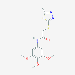 molecular formula C14H17N3O4S2 B270056 2-[(5-methyl-1,3,4-thiadiazol-2-yl)sulfanyl]-N-(3,4,5-trimethoxyphenyl)acetamide 