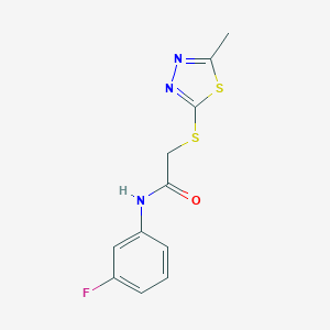 molecular formula C11H10FN3OS2 B270057 N-(3-fluorophenyl)-2-[(5-methyl-1,3,4-thiadiazol-2-yl)sulfanyl]acetamide 