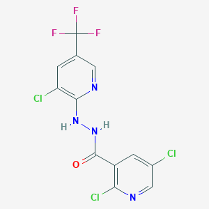molecular formula C12H6Cl3F3N4O B2700575 2,5-dichloro-N'-[3-chloro-5-(trifluoromethyl)pyridin-2-yl]pyridine-3-carbohydrazide CAS No. 680217-58-7