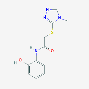 molecular formula C11H12N4O2S B270058 N-(2-hydroxyphenyl)-2-[(4-methyl-4H-1,2,4-triazol-3-yl)sulfanyl]acetamide 