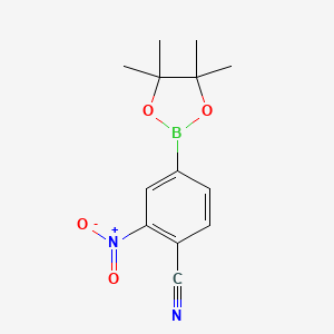 molecular formula C13H15BN2O4 B2700586 2-硝基-4-(四甲基-1,3,2-二氧硼杂环戊二烯-2-基)苯甲腈 CAS No. 2055777-49-4