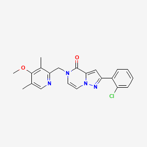 molecular formula C21H19ClN4O2 B2700587 2-(2-chlorophenyl)-5-((4-methoxy-3,5-dimethylpyridin-2-yl)methyl)pyrazolo[1,5-a]pyrazin-4(5H)-one CAS No. 1428372-23-9