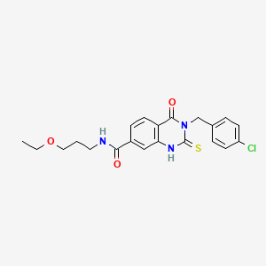 molecular formula C21H22ClN3O3S B2700589 3-(4-氯苄基)-N-(3-乙氧基丙基)-4-氧代-2-硫代-1,2,3,4-四氢喹唑啉-7-甲酰胺 CAS No. 422282-72-2