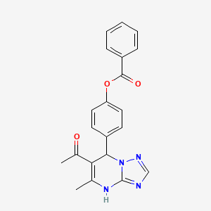 molecular formula C21H18N4O3 B2700599 4-(6-Acetyl-5-methyl-4,7-dihydro-[1,2,4]triazolo[1,5-a]pyrimidin-7-yl)phenyl benzoate CAS No. 361481-30-3
