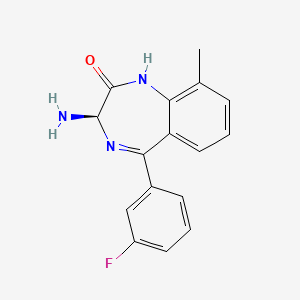 molecular formula C16H14FN3O B2700603 (3R)-3-Amino-5-(3-fluorophenyl)-9-methyl-2,3-dihydro-1h-1,4-benzodiazepin-2-one CAS No. 1946010-95-2