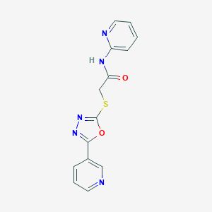 molecular formula C14H11N5O2S B270062 N-(2-pyridinyl)-2-[[5-(3-pyridinyl)-1,3,4-oxadiazol-2-yl]thio]acetamide 