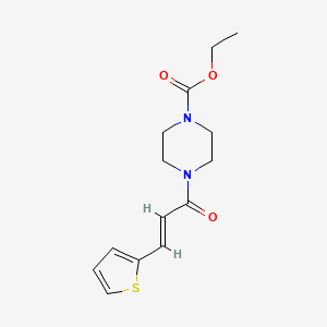 molecular formula C14H18N2O3S B2700621 (E)-ethyl 4-(3-(thiophen-2-yl)acryloyl)piperazine-1-carboxylate CAS No. 650588-24-2
