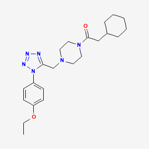 molecular formula C22H32N6O2 B2700630 2-环己基-1-(4-((1-(4-乙氧苯基)-1H-四唑-5-基甲基)哌嗪-1-基)乙酰基)乙酮 CAS No. 1049401-71-9