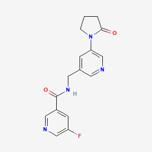 molecular formula C16H15FN4O2 B2700634 5-氟-N-{[5-(2-氧代吡咯烷-1-基)吡啶-3-基]甲基}吡啶-3-甲酰胺 CAS No. 2097866-89-0