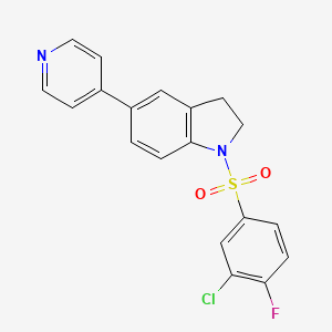 molecular formula C19H14ClFN2O2S B2700640 1-((3-氯-4-氟苯基)磺酰)-5-(吡啶-4-基)吲哚 CAS No. 2034324-00-8