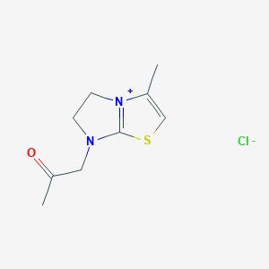 molecular formula C9H13ClN2OS B2700645 3-Methyl-7-(2-oxopropyl)-5,6-dihydroimidazo[2,1-b][1,3]thiazol-7-ium chloride CAS No. 318959-00-1