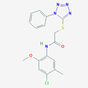 molecular formula C17H16ClN5O2S B270065 N-(4-chloro-2-methoxy-5-methylphenyl)-2-[(1-phenyl-1H-tetraazol-5-yl)sulfanyl]acetamide 