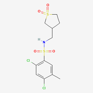 molecular formula C12H15Cl2NO4S2 B2700653 2,4-dichloro-N-((1,1-dioxidotetrahydrothiophen-3-yl)methyl)-5-methylbenzenesulfonamide CAS No. 1219914-85-8