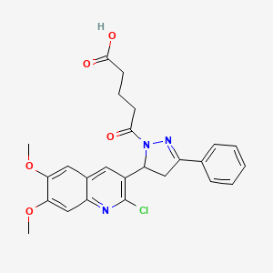 molecular formula C25H24ClN3O5 B2700661 5-[5-(2-chloro-6,7-dimethoxyquinolin-3-yl)-3-phenyl-4,5-dihydro-1H-pyrazol-1-yl]-5-oxopentanoic acid CAS No. 442650-08-0