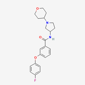molecular formula C22H25FN2O3 B2700675 3-(4-Fluorophenoxy)-N-[1-(oxan-4-yl)pyrrolidin-3-yl]benzamide CAS No. 2415471-84-8