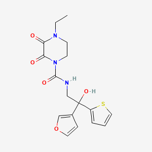 molecular formula C17H19N3O5S B2700682 4-ethyl-N-[2-(furan-3-yl)-2-hydroxy-2-(thiophen-2-yl)ethyl]-2,3-dioxopiperazine-1-carboxamide CAS No. 2097917-65-0