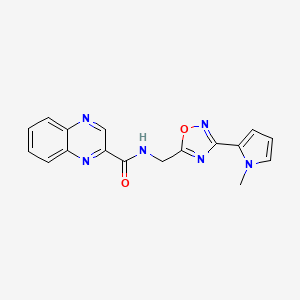 molecular formula C17H14N6O2 B2700683 N-((3-(1-methyl-1H-pyrrol-2-yl)-1,2,4-oxadiazol-5-yl)methyl)quinoxaline-2-carboxamide CAS No. 2034440-29-2