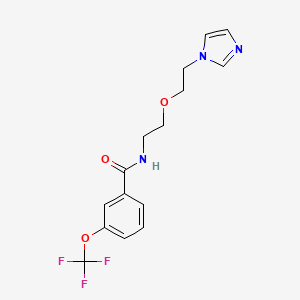 molecular formula C15H16F3N3O3 B2700688 N-(2-(2-(1H-imidazol-1-yl)ethoxy)ethyl)-3-(trifluoromethoxy)benzamide CAS No. 2034496-80-3