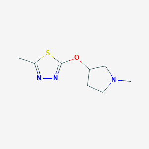 molecular formula C8H13N3OS B2700691 2-甲基-5-[(1-甲基吡咯啉-3-基)氧基]-1,3,4-噻二唑 CAS No. 2200424-91-3