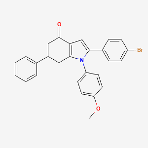 molecular formula C27H22BrNO2 B2700693 2-(4-溴苯基)-1-(4-甲氧基苯基)-6-苯基-5,6,7-三氢吲哚-4-酮 CAS No. 1024302-06-4