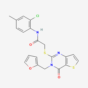 molecular formula C20H16ClN3O3S2 B2700704 N-(2-chloro-4-methylphenyl)-2-{[3-(furan-2-ylmethyl)-4-oxo-3,4-dihydrothieno[3,2-d]pyrimidin-2-yl]sulfanyl}acetamide CAS No. 1326892-26-5