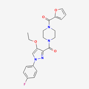molecular formula C21H21FN4O4 B2700710 (4-ethoxy-1-(4-fluorophenyl)-1H-pyrazol-3-yl)(4-(furan-2-carbonyl)piperazin-1-yl)methanone CAS No. 1170485-13-8