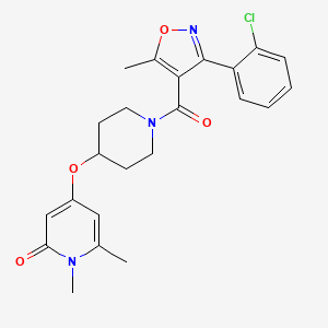 molecular formula C23H24ClN3O4 B2700736 4-((1-(3-(2-chlorophenyl)-5-methylisoxazole-4-carbonyl)piperidin-4-yl)oxy)-1,6-dimethylpyridin-2(1H)-one CAS No. 1903452-99-2