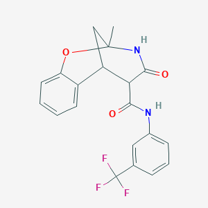 2-methyl-4-oxo-N-(3-(trifluoromethyl)phenyl)-3,4,5,6-tetrahydro-2H-2,6-methanobenzo[g][1,3]oxazocine-5-carboxamide