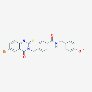 molecular formula C24H20BrN3O3S B2700741 4-[(6-溴-4-氧代-2-硫代-1,2,3,4-四氢喹唑啉-3-基)甲基]-N-[(4-甲氧基苯基)甲基]苯甲酰胺 CAS No. 422287-29-4