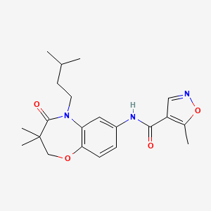 molecular formula C21H27N3O4 B2700745 N-(5-isopentyl-3,3-dimethyl-4-oxo-2,3,4,5-tetrahydrobenzo[b][1,4]oxazepin-7-yl)-5-methylisoxazole-4-carboxamide CAS No. 1428356-78-8