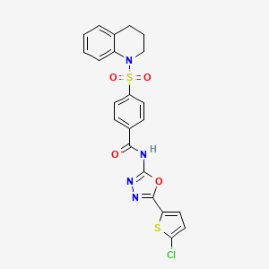 molecular formula C22H17ClN4O4S2 B2700754 N-(5-(5-氯噻吩-2-基)-1,3,4-噁二唑-2-基)-4-((3,4-二氢喹啉-1(2H)-基)磺酰)苯甲酰胺 CAS No. 533872-36-5