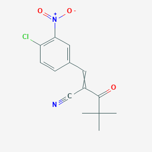 molecular formula C14H13ClN2O3 B2700776 2-(2,2-Dimethylpropanoyl)-3-(4-chloro-3-nitrophenyl)prop-2-enenitrile CAS No. 391650-02-5