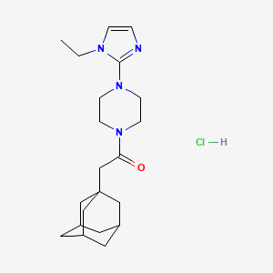 molecular formula C21H33ClN4O B2700788 2-((3r,5r,7r)-adamantan-1-yl)-1-(4-(1-ethyl-1H-imidazol-2-yl)piperazin-1-yl)ethanone hydrochloride CAS No. 1185040-95-2