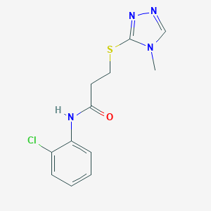 molecular formula C12H13ClN4OS B270079 N-(2-chlorophenyl)-3-[(4-methyl-4H-1,2,4-triazol-3-yl)sulfanyl]propanamide 